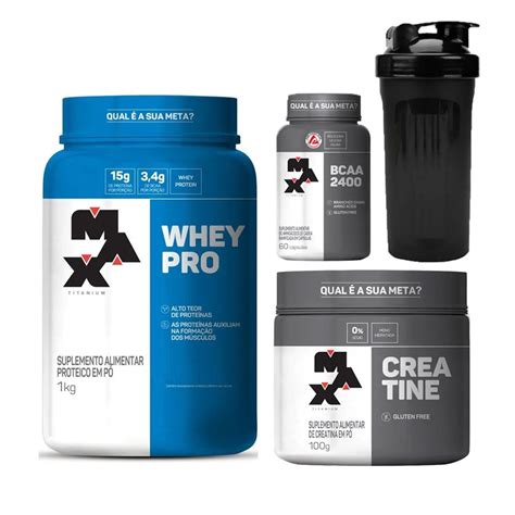 Combo Whey Pro Kg Morango Bcaa C Ps Creatina G Max