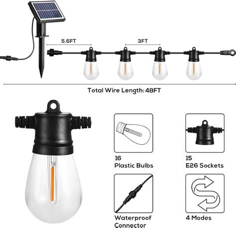 Guirlande Lumineuse Solaire Led S De M Ampoules S En Plastique