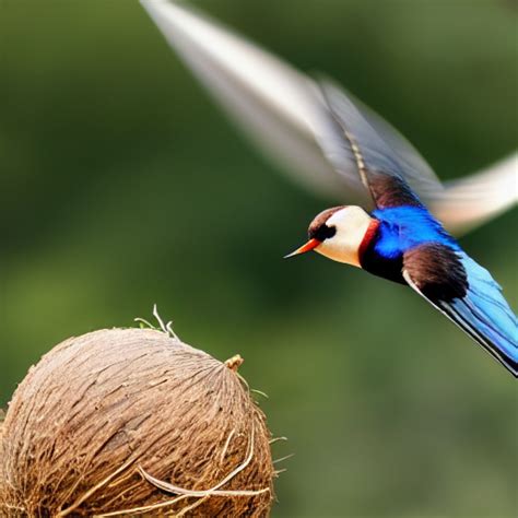 Prompthunt Photo Of An African Swallow Mid Flight Carrying A Coconut