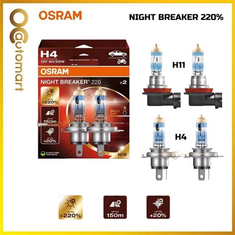 Osram Night Breaker 220 Up to +220% Headlamp Fog lamp Bulb H4 H11 H7 ...
