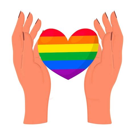 Premium Vector Hands Holding Rainbow Heart Lgbt Symbol Vector