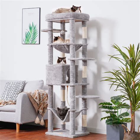 Heybly Cat Tree With Extra Large Platform 69 Inches Xxl Large Cat