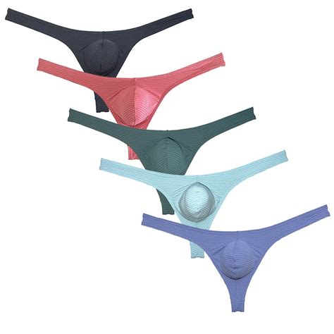 Botmois Pack Mens Thong Enhancing Pouch Tangas Sexy T Back Bikini