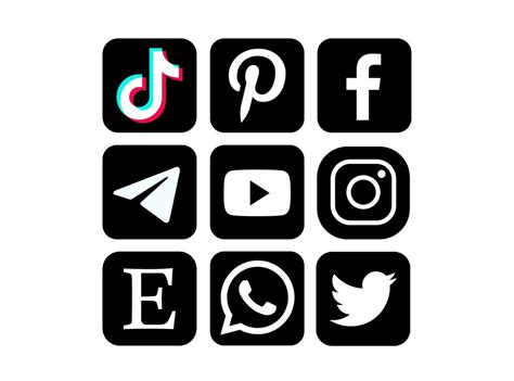 Collection Of Popular Social Media Icons In Black Color Vector