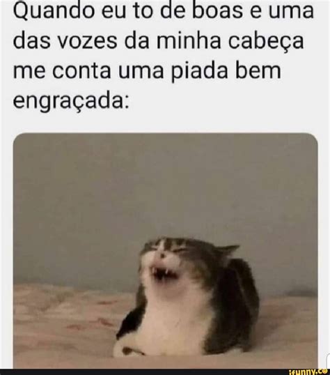 Quando eu to de boas e uma das vozes da minha cabeça me conta uma piada