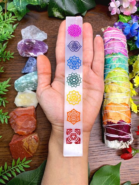 7 Chakras Crystal Gift Set 7 Chakra Crystals Sage Smudge Selenite