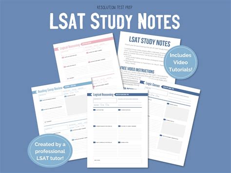 Lsat Study Notes Printable Lsat Review Guide And Study Planner For Pre