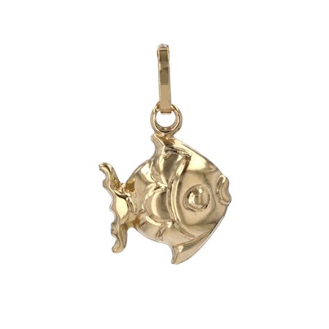 Pendentif Poisson Or Jaune Breloque Or Jaune Bijouxbaume