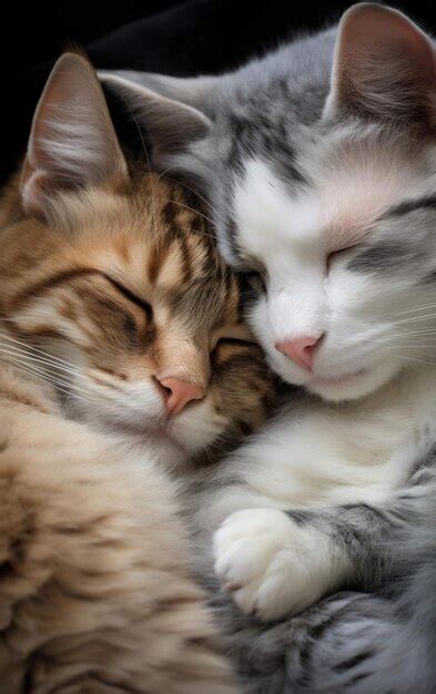 Premium Ai Image Cozy Cuddle Of Two Cute Cats