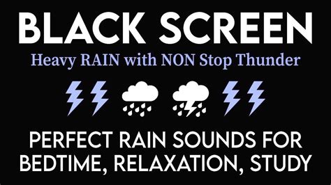 PERFECT RAIN SOUNDS FOR BEDTIME｜Black Screen Thunderstorm Sounds for ...