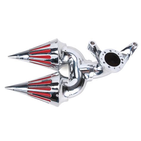 Chrome Two Dual Spike Cone Air Cleaner Intake Filter For Harley CV