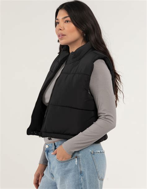 Rsq Puffer Womens Crop Vest Black Tillys