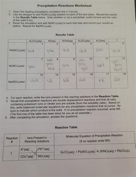 Solved Data For Experiment 11 Introduction To Precipitation