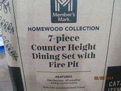 MEMBER S MARK HOMEWOOD COLLECTION 7 PIECE COUNTER HEIGHT DINING SET W