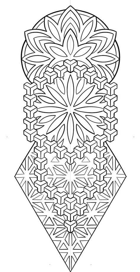 A Black And White Image Of An Intricate Design With Geometric Shapes In