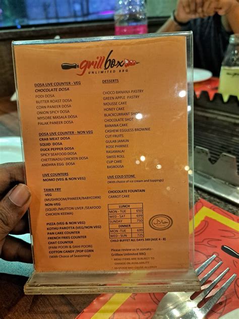 Menu At Grill Box R K Salai Chennai 25