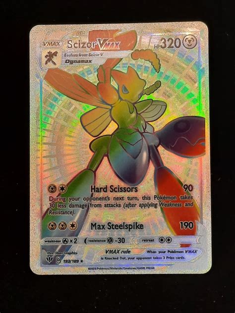 Scizor Vmax Rainbow Shiny Holographic Uv Printed Plastic Card Etsy