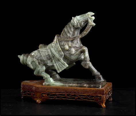 Cavallo In Pietra Verde Cina Xx Secolo Bertolami Fine Art