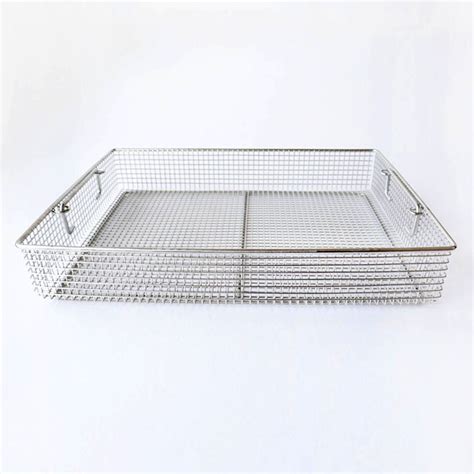 Medical Disinfection Basket Stainless Steel Wire Mesh Sterilization