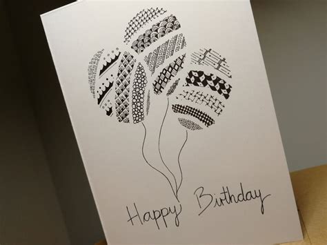 Happy Birthday Card Handmade Zentangle Art For Him For Her Etsy