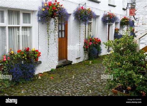 Hanging Flowers And White Rendered Buildings Wordsworth Street