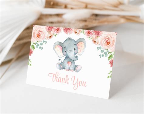 Baby Shower Elephant Thank You Cards