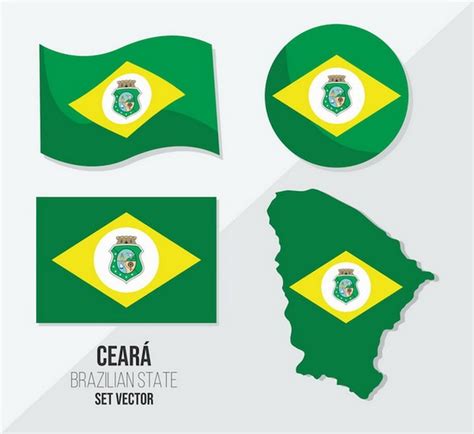 Ceara Cear CE Bandeira Brasil estado vetor conjunto bandeira símbolo