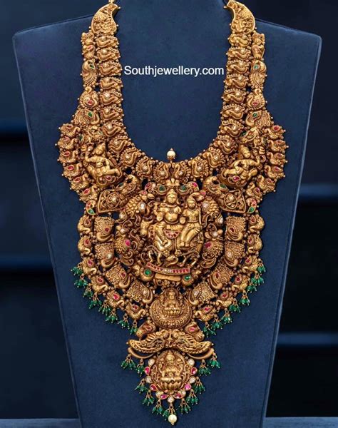 Antique Gold Bridal Nakshi Haram Indian Jewellery Designs