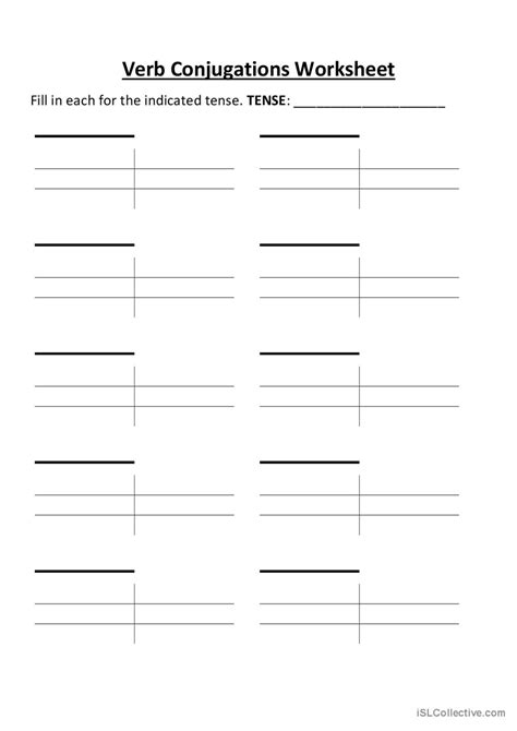 Blank Conjugation Worksheet Worksheeto Hot Sex Picture