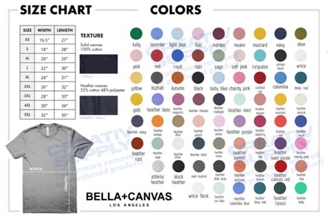 Color Chart Bella Canvas And Size Graphic By Creativsupply