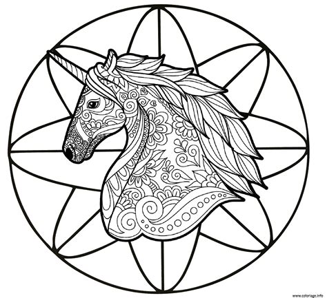 Coloriage Mandala Tete De Licorne Adulte Antistress JeColorie