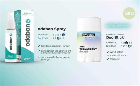 Odaban Antitranspirant Set Deo Stick Plus Spray Gegen Schwitzen