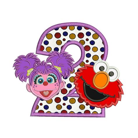 Abby and Elmo 2nd Birthday Applique Design