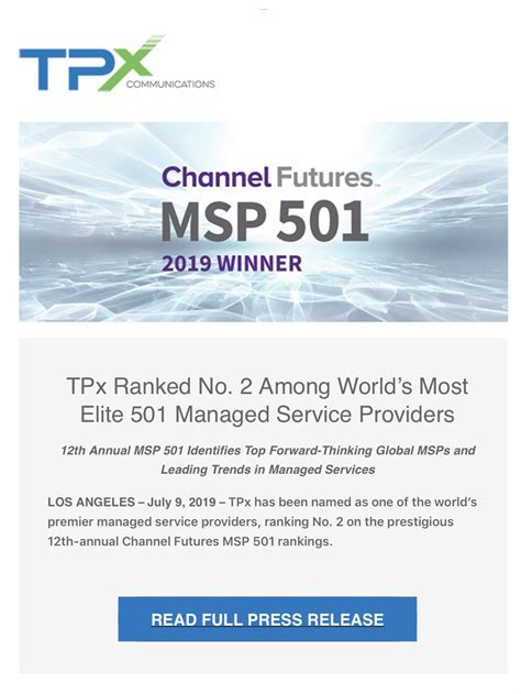 Tpx Ranked No 2 Among Worlds Most Elite 501 Managed Service Providers