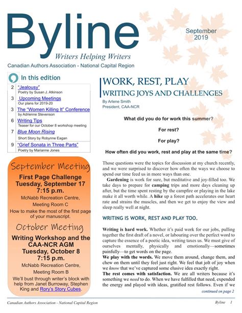 Byline magazine | Canadian Authors National Capital Region