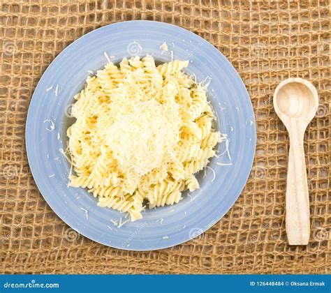 Grated Cheese on Pasta on White Background Stock Photo - Image of ...