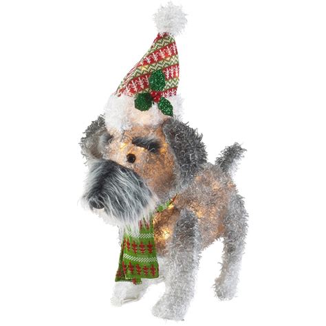 Holiday Time 25 Inch Light Up Fluffy Schnauzer With 35 Lights Indoor