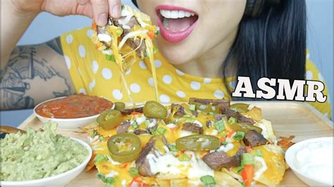 Asmr Loaded Cheesy Steak Nachos Crunchy Eating Sounds No Talking Sas Asmr Youtube