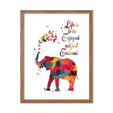 Elephant Spraying Butterfly Inspirational Quote Watercolor Etsy