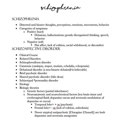 Schizophrenia Nursing School Notes Nursing Etsy