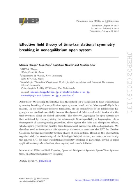 Pdf Effective Field Theory Of Time Translational Symmetry Breaking In