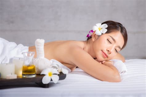 Asian Woman Sleep Relax Thai Spa Shop Hotel Wait Take Thai Massage Less