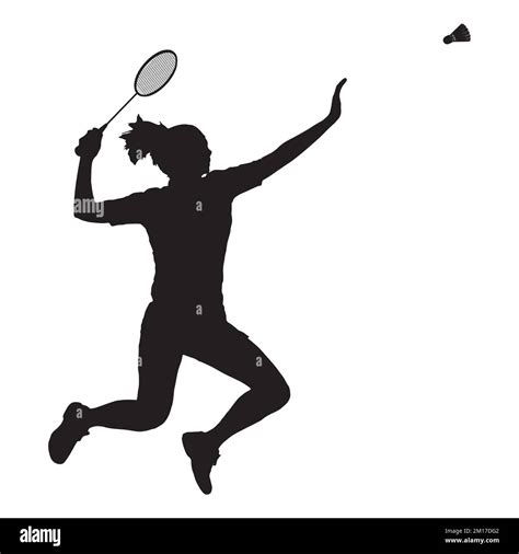 Vector Illustration Of Female Badminton Player Silhouette Stock Vector