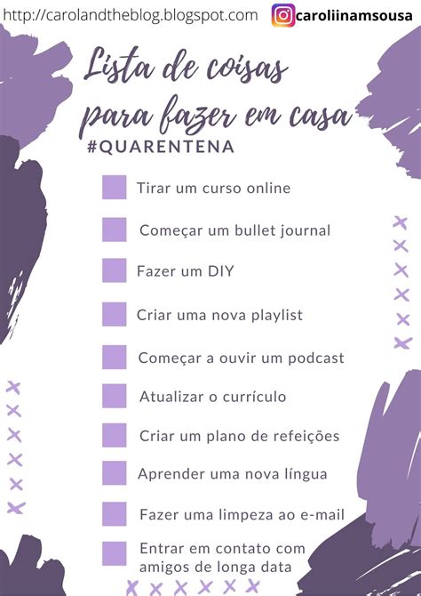 Lista De Coisas Para Fazer Em Casa Quarentena Carol The Blog