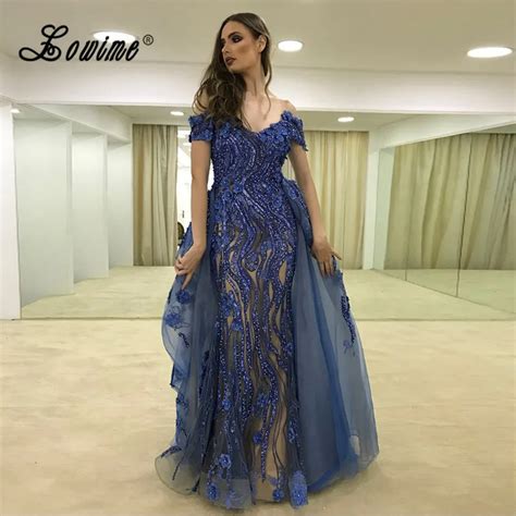 Aliexpress Buy Luxury Blue Arabic Evening Dress Mermaid Formal