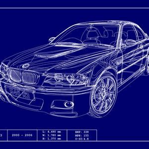 Poster Bmw E M Blueprint Vector Art Highly Detailed Etsy