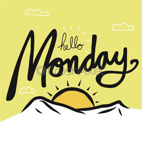 Hello Monday Weekend Loading Word Vector Illustration Doodle Style
