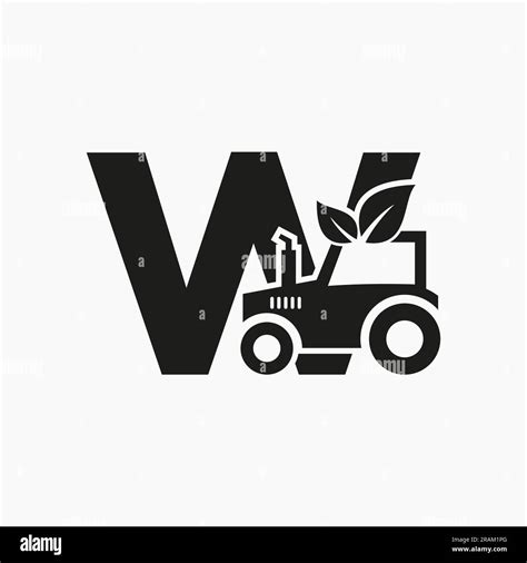 Letter W Agriculture Logo Concept With Tractor Icon Vector Template