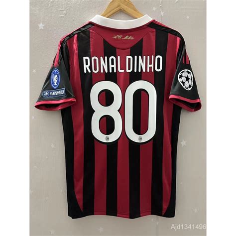 09 10 AC Milan RONALDINHO Camiseta Personalizada MALDINI PACT Home