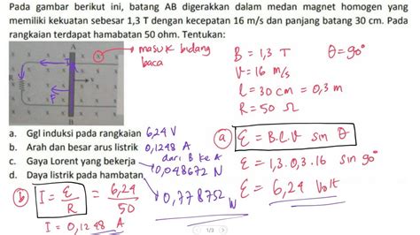 Menghitung Ggl Induksi Batang Ab Bergerak Besar Dan Arah Arus Listrik